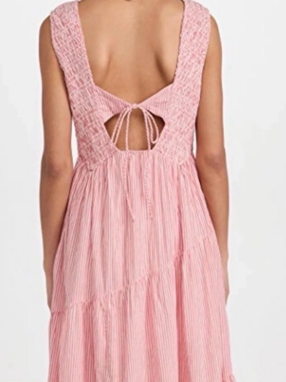 Free People Striped Smocked V-Neck Maxi Dress